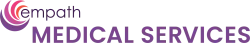 Empath Medical Services logo with purple text and circular emblem in shades of pink and purple