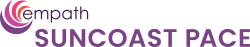 Empath Suncoast PACE logo with purple and pink curved design elements beside the text