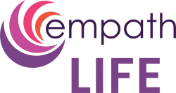 Empath Life logo featuring multicolored crescent shapes and purple text on a white background