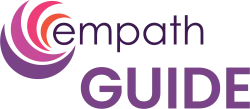 Empath Guide logo with stylized purple and pink circular design and bold text