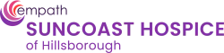 Empath Suncoast Hospice of Hillsborough logo with purple and pink circular symbol and text