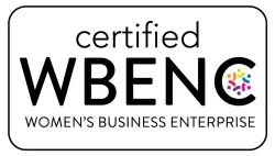 Certified WBENC Women's Business Enterprise logo with colorful abstract human figures inside the letter C