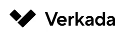Verkada company logo with bold black text and geometric checkmark symbol on white background