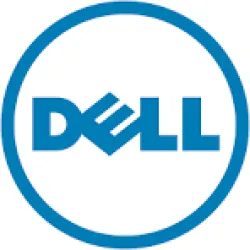 Dell logo with blue text and circular border on white background