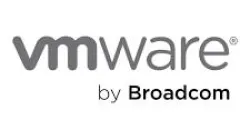 Logo of VMware by Broadcom in black and gray text on white background.
