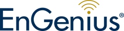 EnGenius logo with a Wi-Fi signal icon in blue and gold, representing wireless technology solutions.