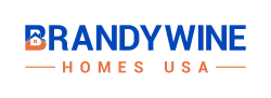 Blue and orange Brandywine Homes USA logo with a house icon integrated in the letter B.