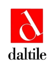Red square logo with stylized black 'd' and 'a' letters and the word daltile below in black.