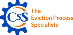 CSS logo with blue gear and orange text stating The Eviction Process Specialists