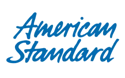 American Standard logo in blue cursive font on a transparent background.