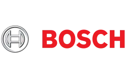 Bosch logo featuring a sleek design with red text and a circular emblem.