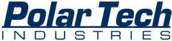 Polar Tech Industries logo with bold blue text on a transparent background