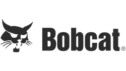 Bobcat logo featuring a stylized bobcat face in black beside bold black text spelling Bobcat