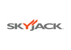 Skyjack logo with gray letters and two red check marks above the Y on a white background