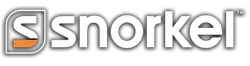 Snorkel logo with stylized orange and white S icon on black background representing the brand