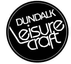 Circular logo for Dundalk Leisure Craft with modern typography in black and white.