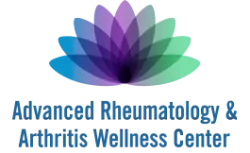 Logo for Advanced Rheumatology & Arthritis Wellness Center with layered blue, purple, and green petals.