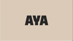Black bold letters AYA centered on a beige background in a simple minimalist style