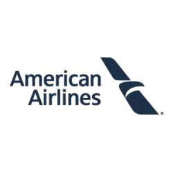 American Airlines logo with stylized eagle wing icon and company name in dark blue