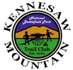 Kennesaw Mountain Trail Club logo featuring two soldiers, a cannon, and mountain scenery with text National Battlefield Park.
