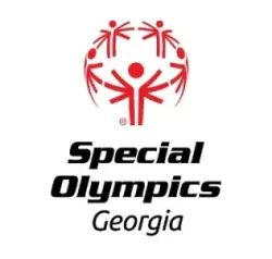 Special Olympics Georgia logo with red stylized figures in a circle above bold black text on white background
