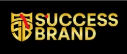 Gold and red Success Brand logo on a black background with shield and stylized lettering