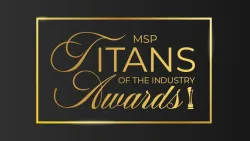 Gold text MSP Titans of the Industry Awards on a dark background with a gold border