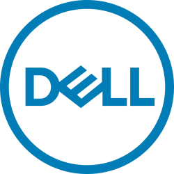 Blue Dell logo with stylized tilted E inside a blue circle on a transparent background
