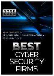2025 Best Cyber Security Firms award badge published by St. Louis Small Business Monthly in February 2025.