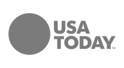 USA TODAY logo featuring a solid circle and bold uppercase text on a white background