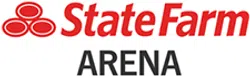 State Farm Arena logo with red text and red triple-oval symbol above the word ARENA in black.