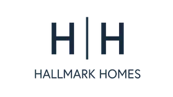 Hallmark Homes logo with stylized double H separated by a vertical line on a black background.