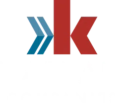 Kaplan Companies logo with blue and red stylized arrows and white text on black background