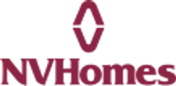 NVHomes logo with stylized diamond shape above the text in dark red color on transparent background