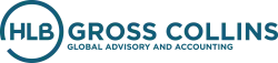 HLB Gross Collins logo with circular HLB emblem and global advisory and accounting tagline in blue