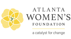 Atlanta Women's Foundation logo with yellow flower design and tagline a catalyst for change