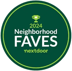 2024 Neighborhood Faves award badge by Nextdoor with green trophy icon on dark green background