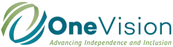 OneVision logo featuring stylized blue and green swirl with company name and tagline