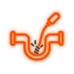 Drain Cleaning icon from the site's generated brand icon set (a flat, single-weight outline with rounded line caps and simple geometric shapes)