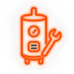 Water Heater Installation & Repair icon from the site's generated brand icon set (a flat, single-weight outline with rounded line caps and simple geometric shapes)