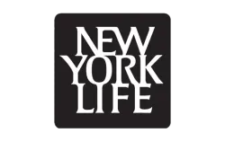 Black square logo featuring white uppercase text reading New York Life in three stacked lines.