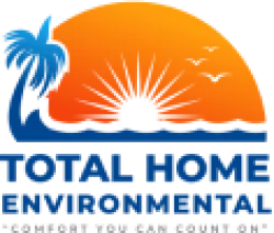 Company logo with orange sun and blue palm tree above the text Total Home Environmental.