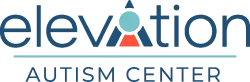 Elevation Autism Center logo with stylized text and blue and red geometric shapes representing a person.
