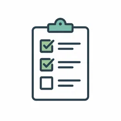 Clipboard checklist with two green checked boxes and one empty box on a white background