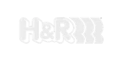 H&R logo with bold letters and stylized triple chevron design in black and white.