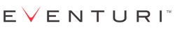 Eventuri logo featuring black uppercase letters with a red stylized V on a transparent background