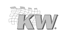 KW logo with checkered flag design symbolizing racing and performance on black background