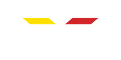 Vörsteiner logo with bold white text above a yellow, red, and white geometric emblem on black background.