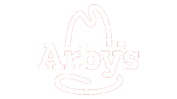 Arby's logo featuring the brand name with a stylized cowboy hat above on a black background