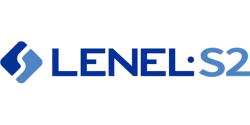 LenelS2 logo featuring blue geometric shapes and modern typography on a white background
